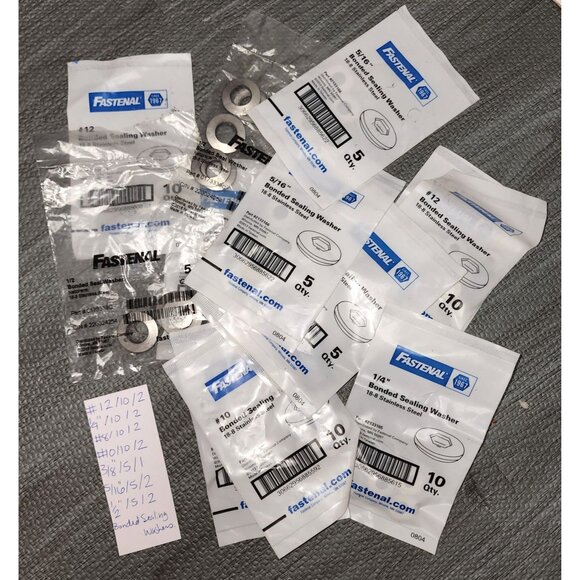 NEW Fastenal Bonded Seal Washer Lot of 13 Sealed Bags Multiple Sizes Hardware - Picture 1 of 1